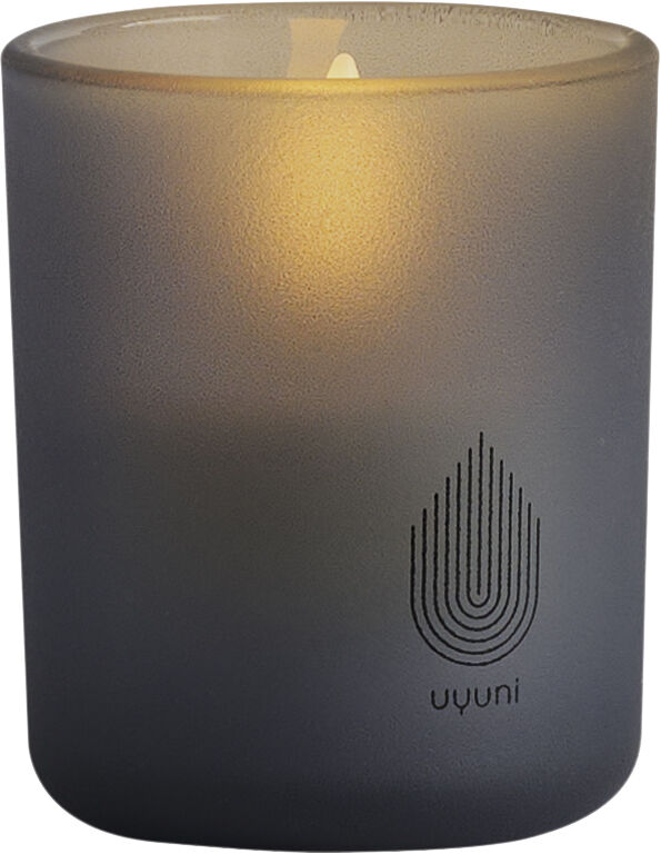 Glass Candle, Grey, 2-pack, 6x7 cm