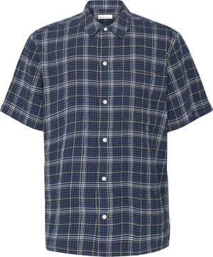 Box fit seersucker short sleeved shirt - GOTS/Vegan
