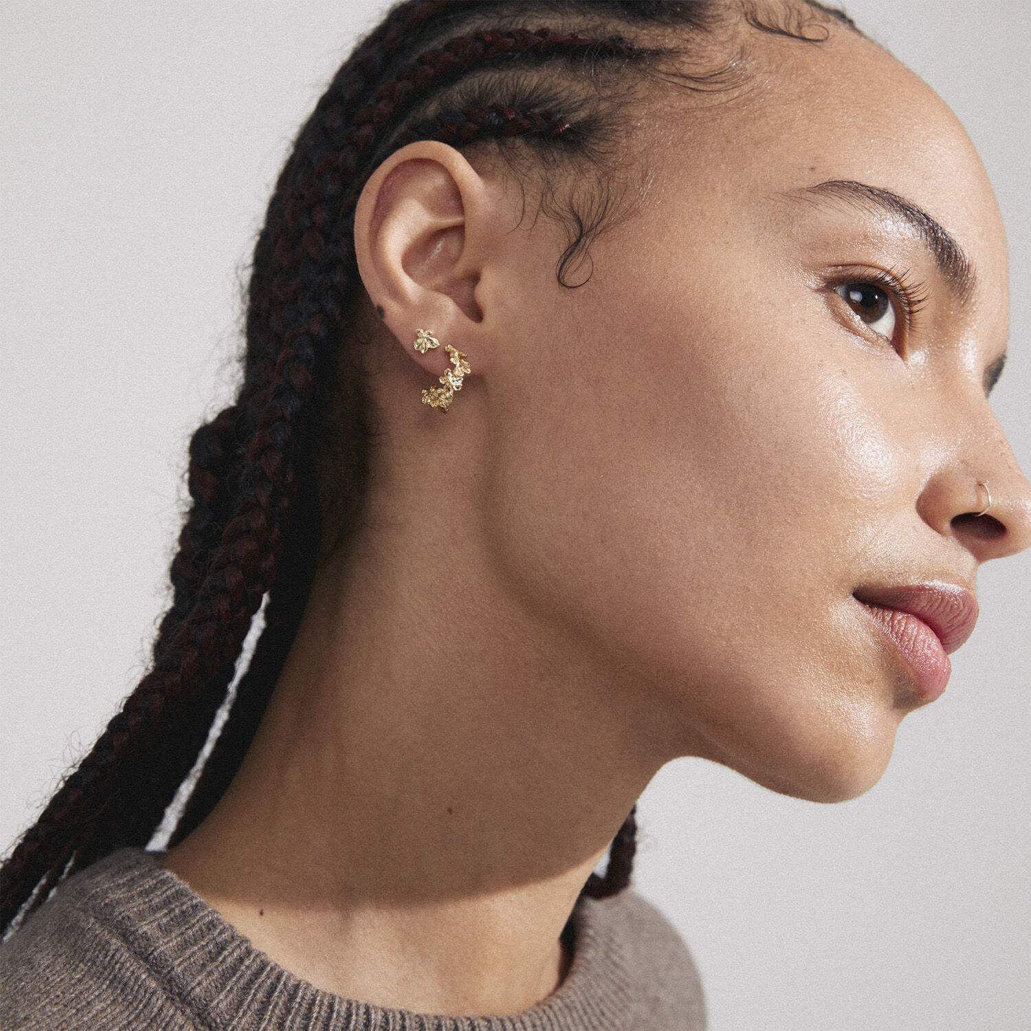 ZHURI recycled earrings 2-in-1 set gold-plated