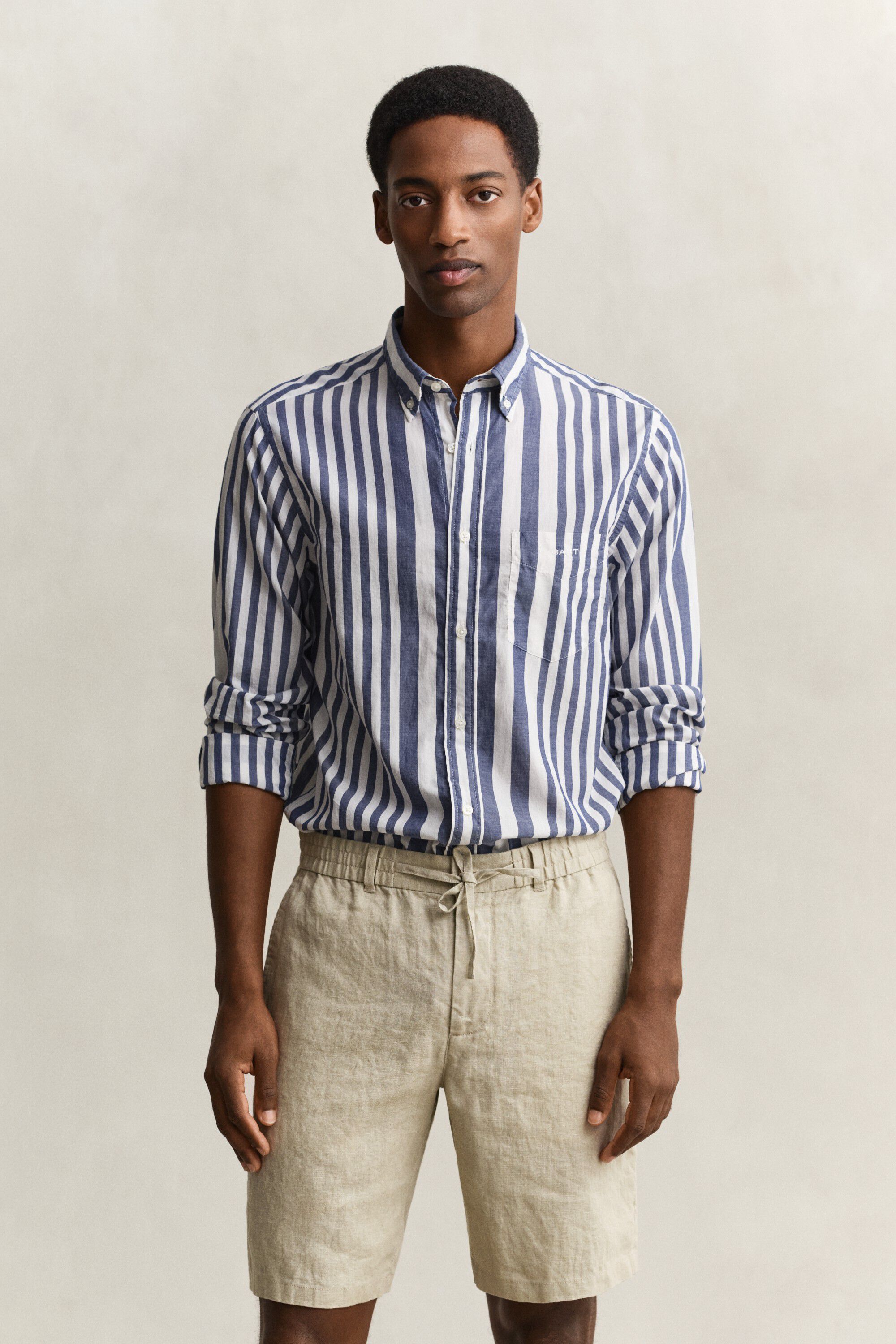 REG COTTON VOILE STRIPE SHIRT