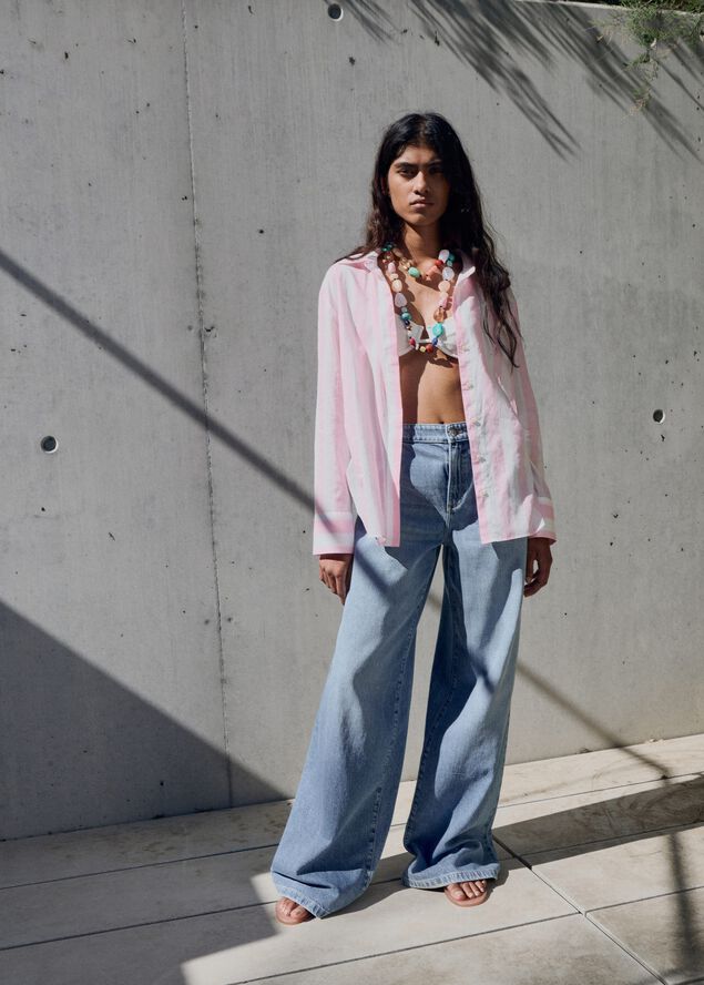 Wideleg pleated jeans