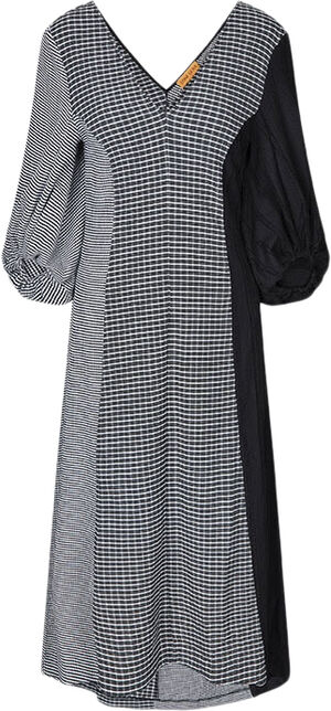 Three-Quarter Sleeve Midi Dress, 2247 Patchwork Jersey