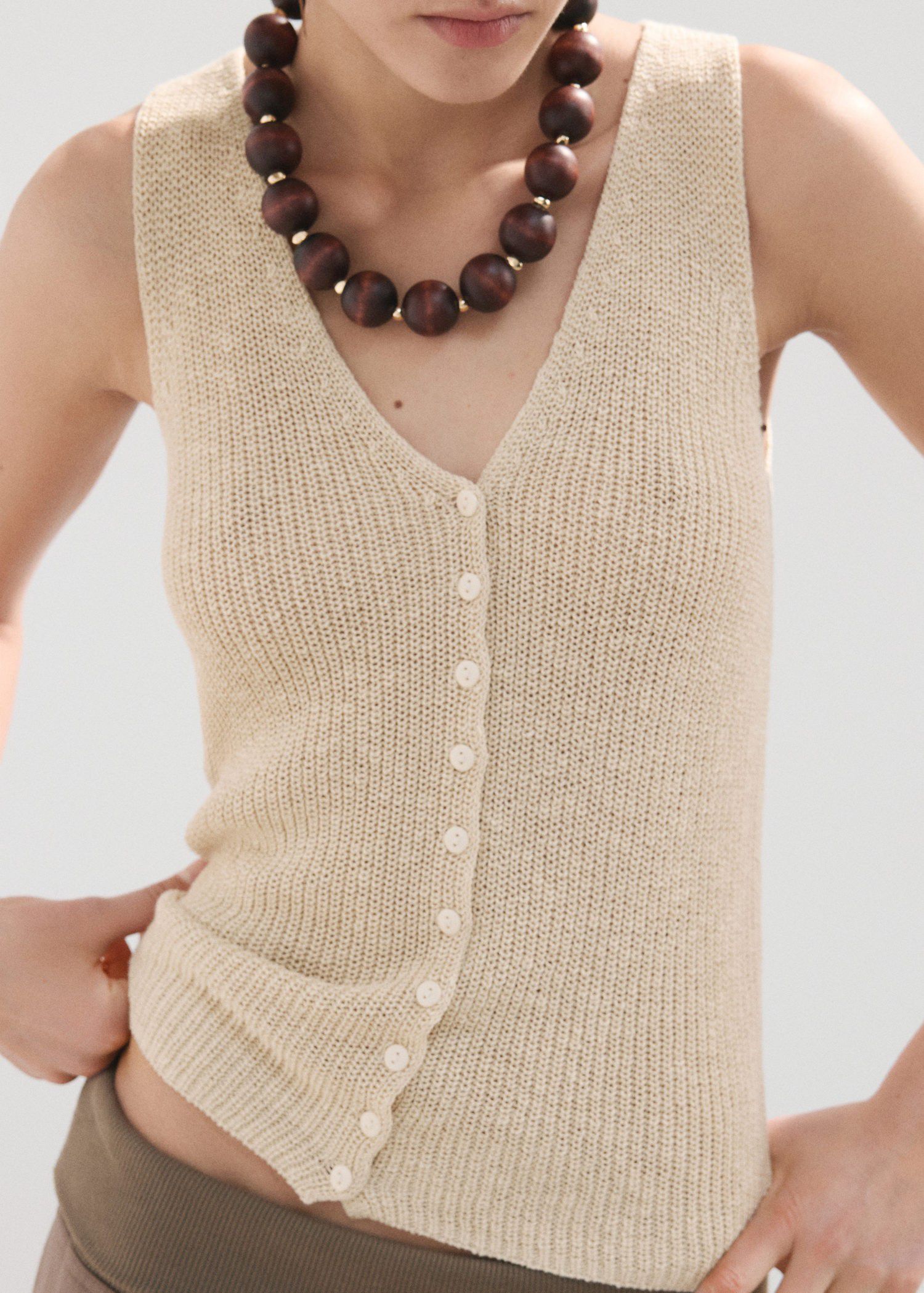 Openwork knitted waistcoat