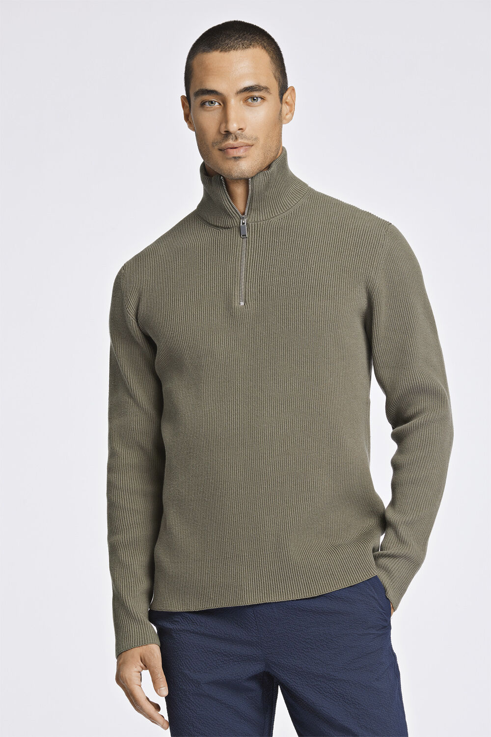 Half zip rib knit