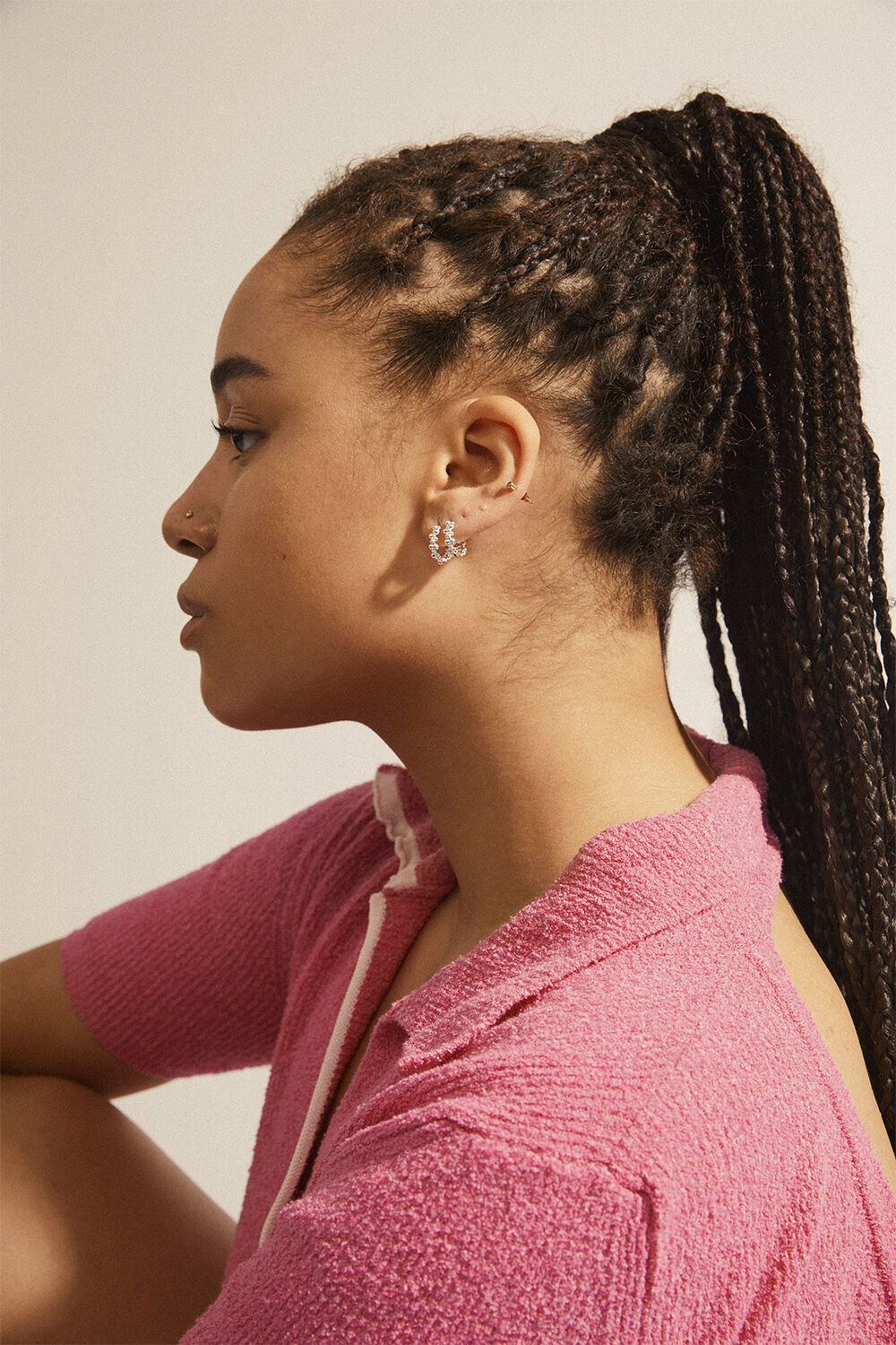 SOLIDARITY recycled medium bubbles hoops silver-plated