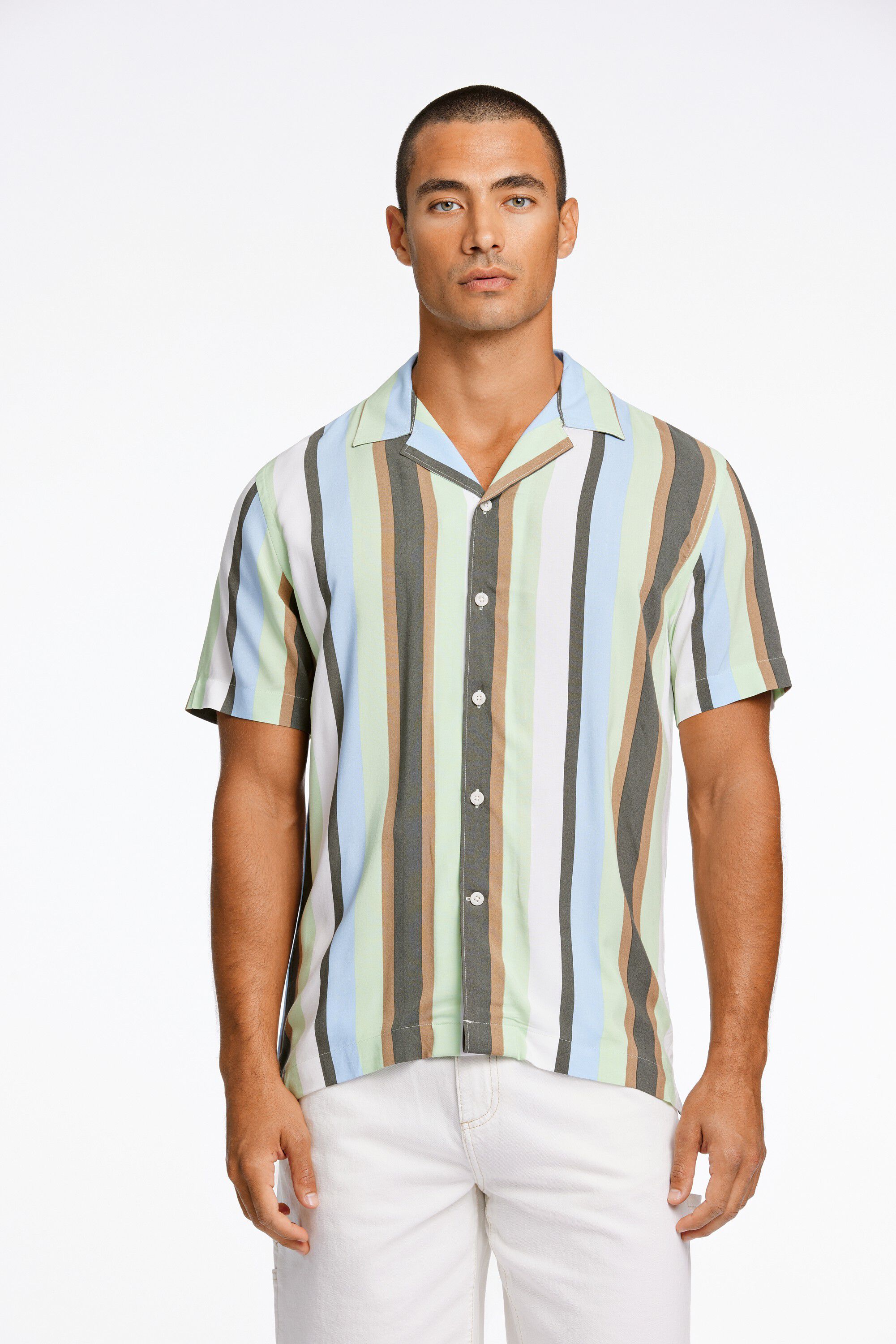 Bold stripe viscose shirt S/S