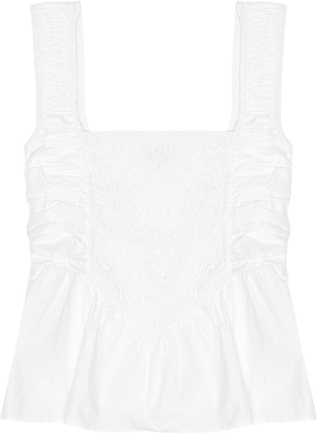 Cotton Poplin Smock Strap Blouse