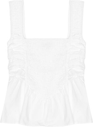 Cotton Poplin Smock Strap Blouse