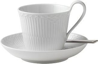 White Fl Half Lace Cup and Saucer 24cl