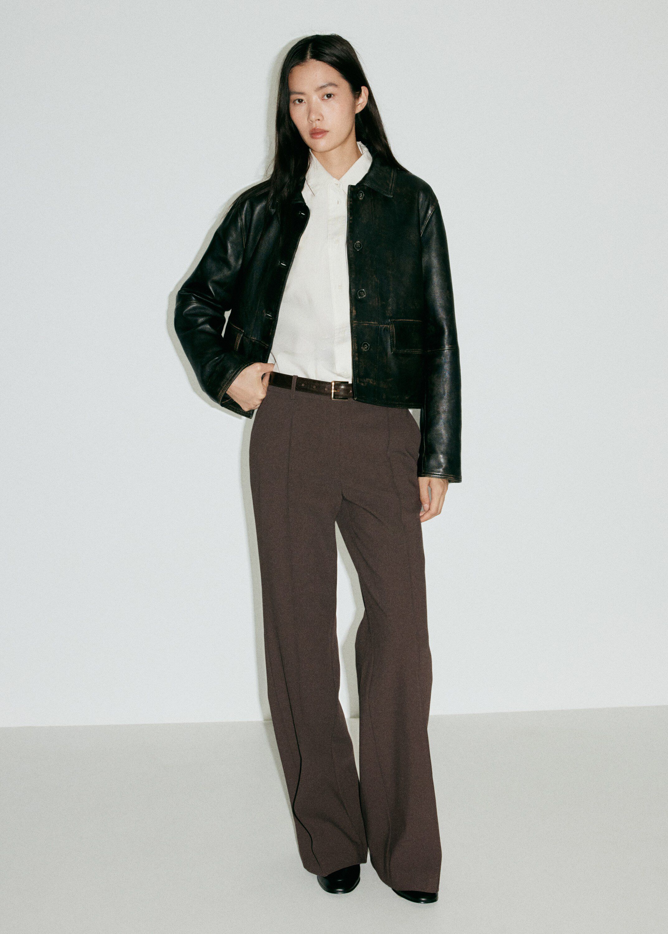 Flared trousers with seams