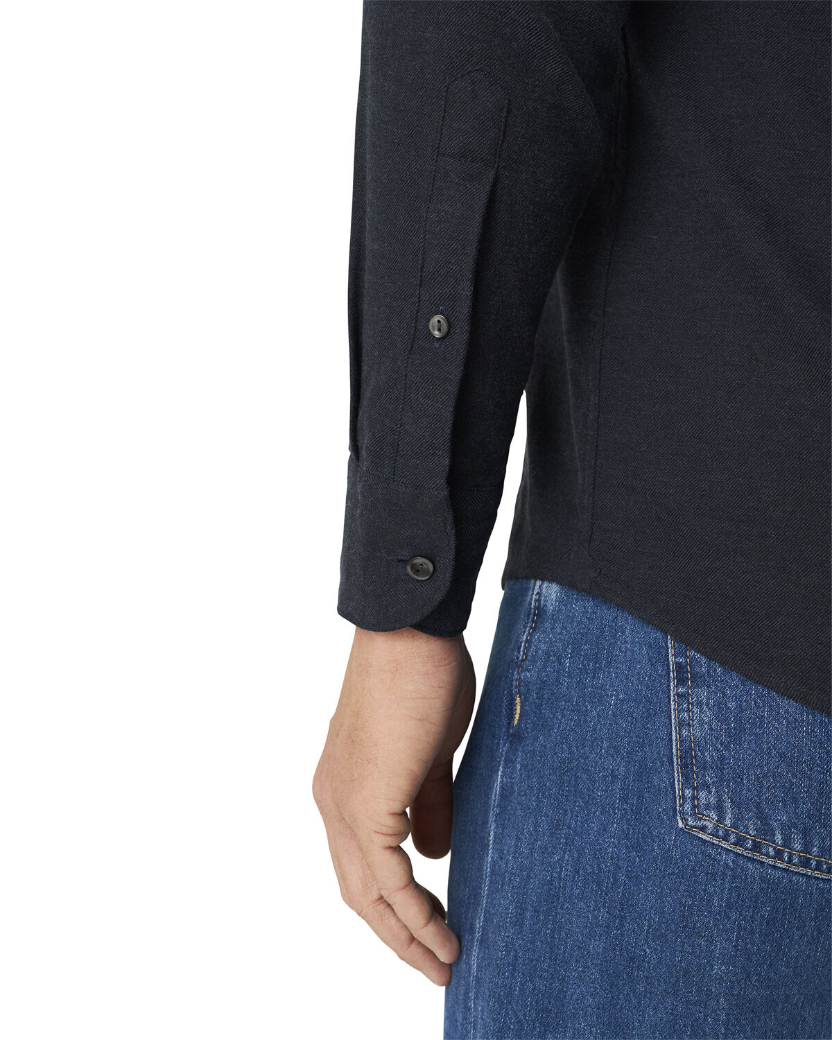 Slim Fit Navy Blue Flannel Shirt