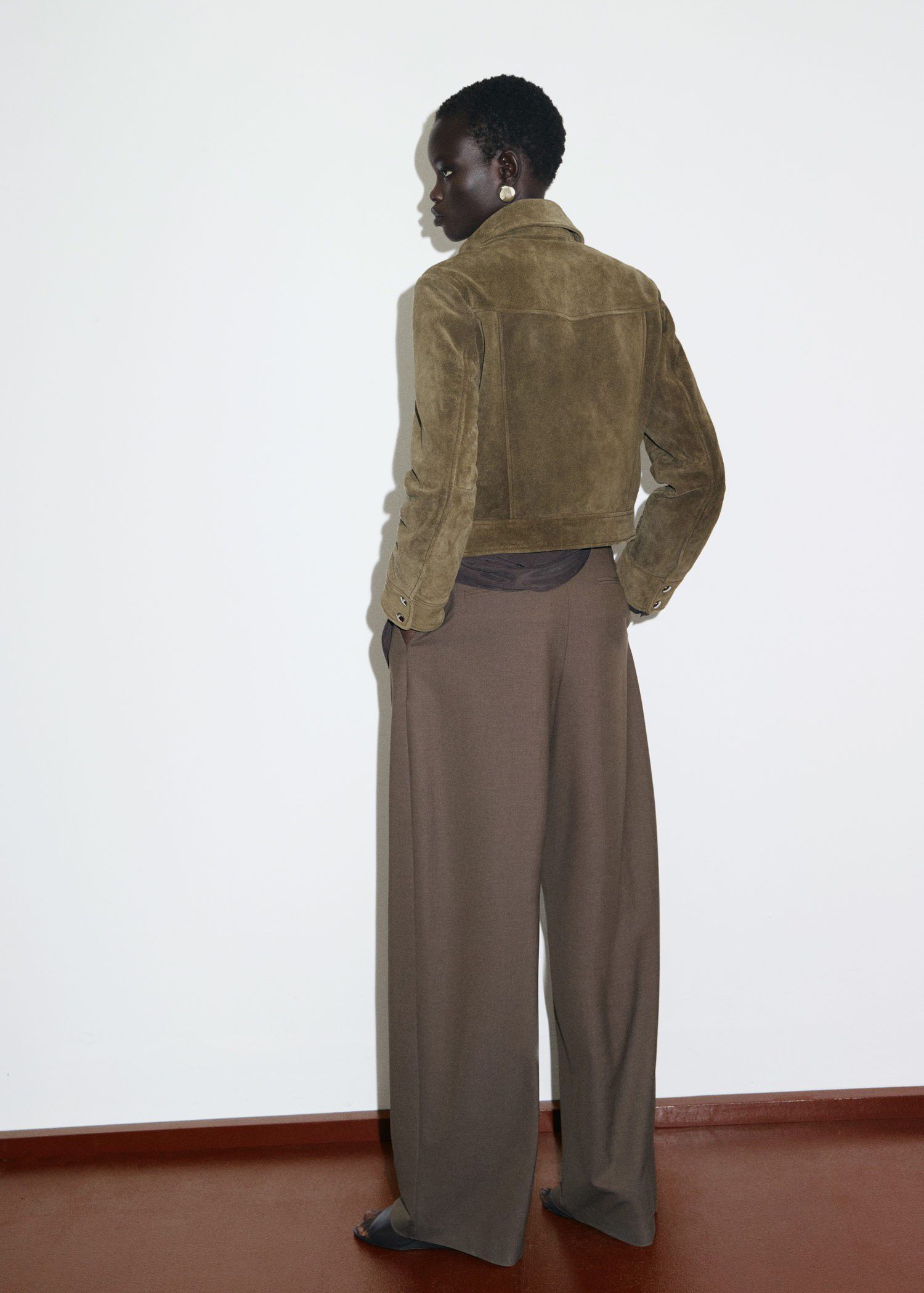 Suede leather jacket with buttons