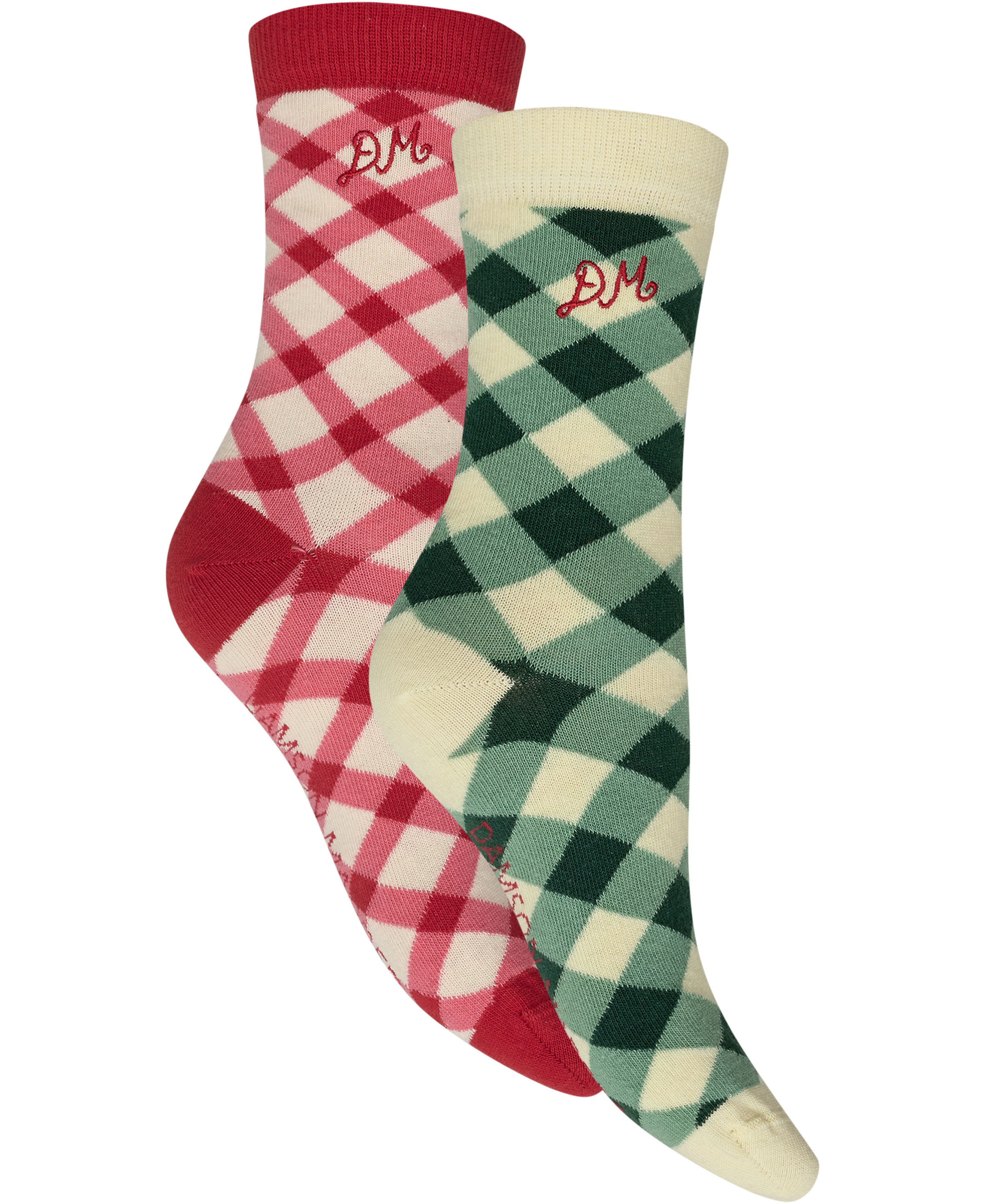 CALF LENGTH 2 PACK SOCKS- GINGHAM