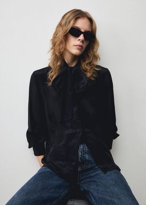 Satin shirt with bow