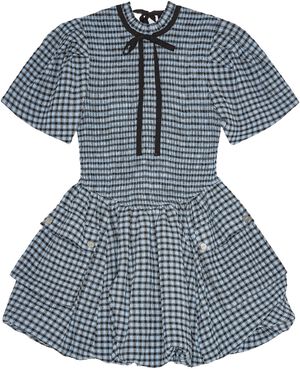 Seersucker Check Mini Smock Dress