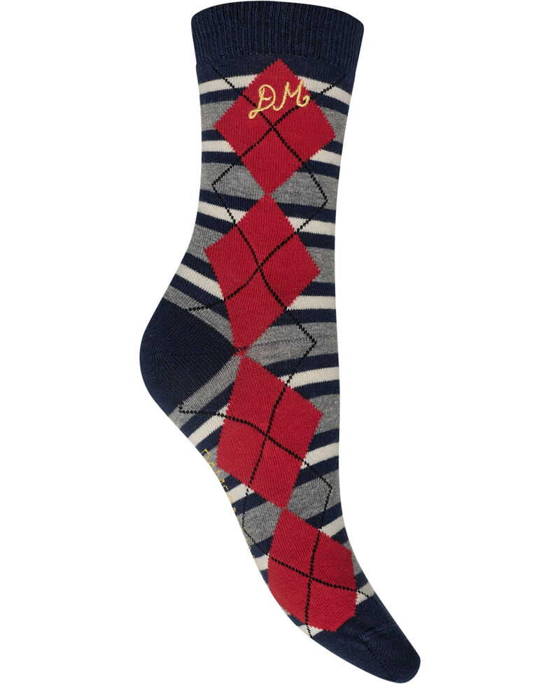 Calf Length Socks In Navy & Grey Marl Argyle