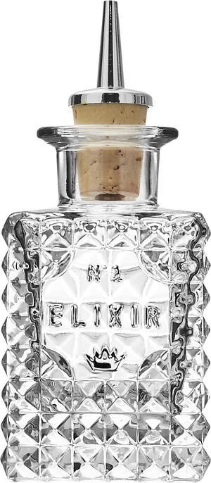 Elixir No1 flaske med skænkeprop kvadrat 10 cl.