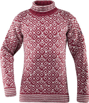 Devold Svalbard Sweater High Neck, Hindberry/OffWh