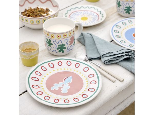 Tallerken flad Bliss 22 cm Rosa/Gul Keramik