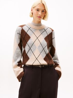ALPACA BLEND ARGYLE C-NK LS SWT