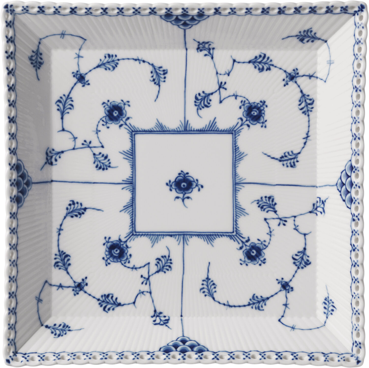 Musselmalet Helblonde Firkantet tallerken 21 cm