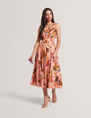 SHIVANA Printed Linen Blend Midi Dr
