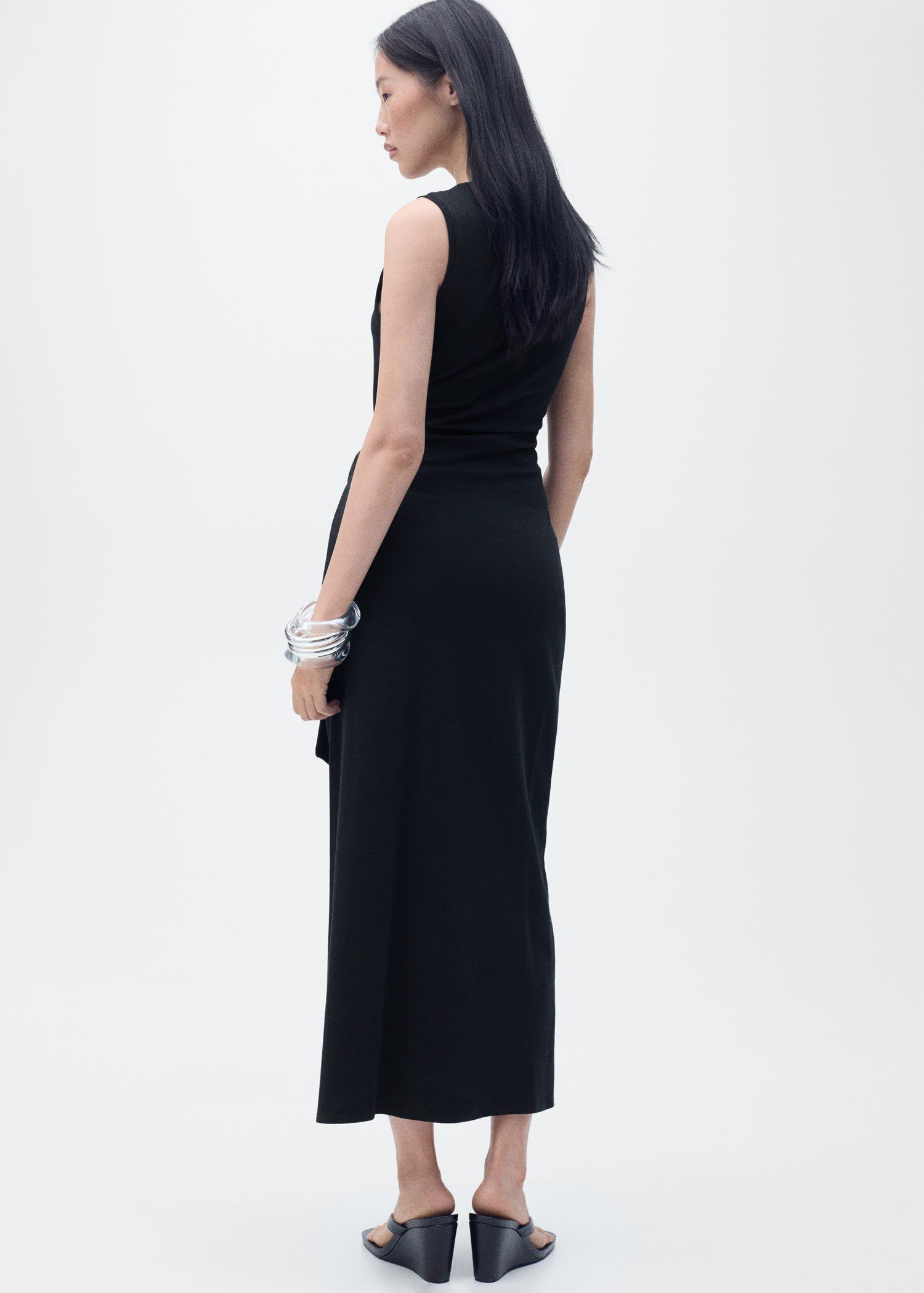 Cotton midi-dress with knot detail