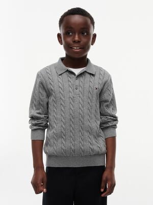 Cable Knit Polo Jumper