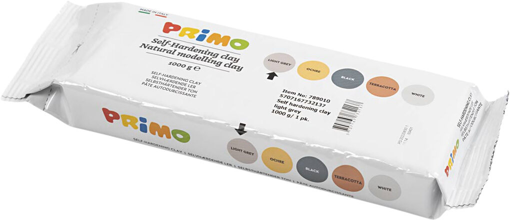 Selvh&aelig;rdende Ler, lys gr&aring;, 1000g.