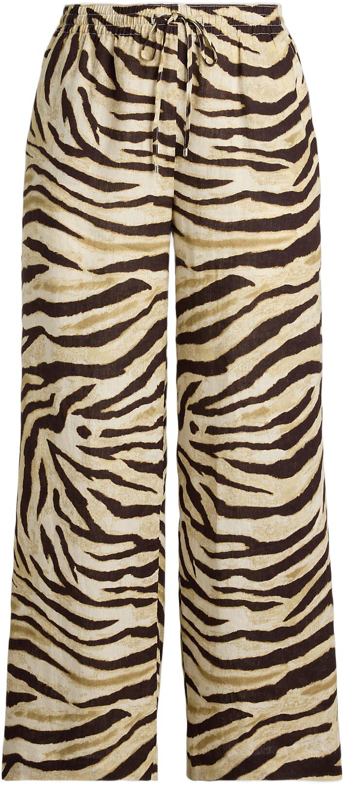 Zebra-Print Linen Wide-Leg Pant