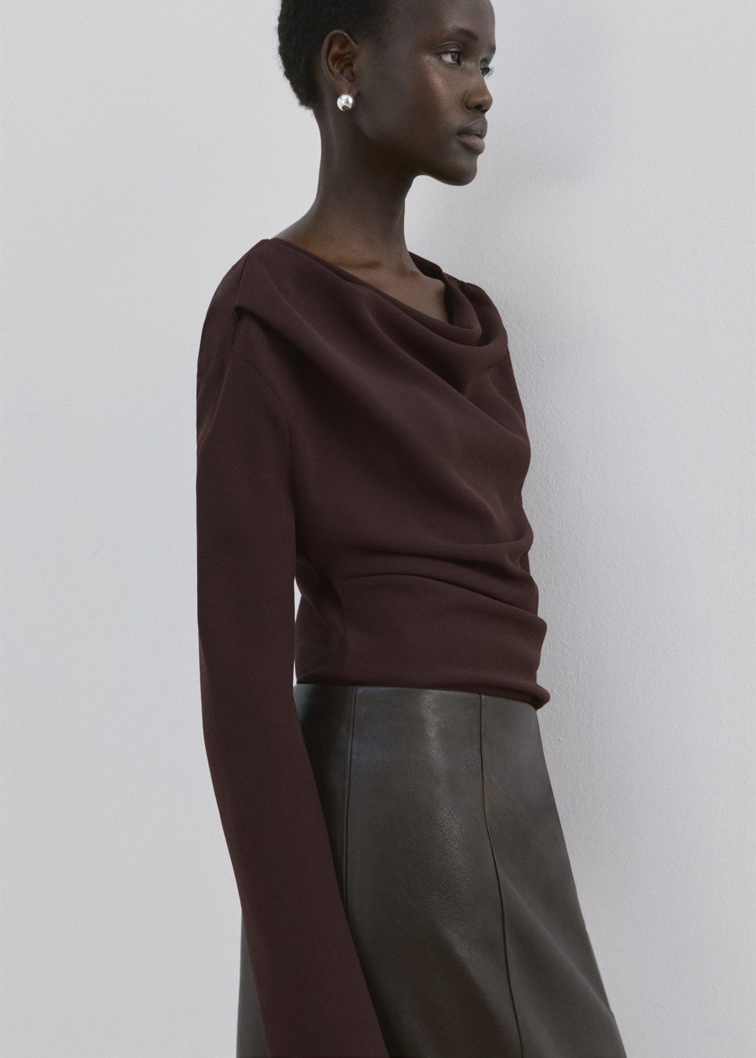 Blouse with asymmetrical neckline