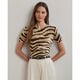 Print Linen-Cotton Short-Sleeve Sweater