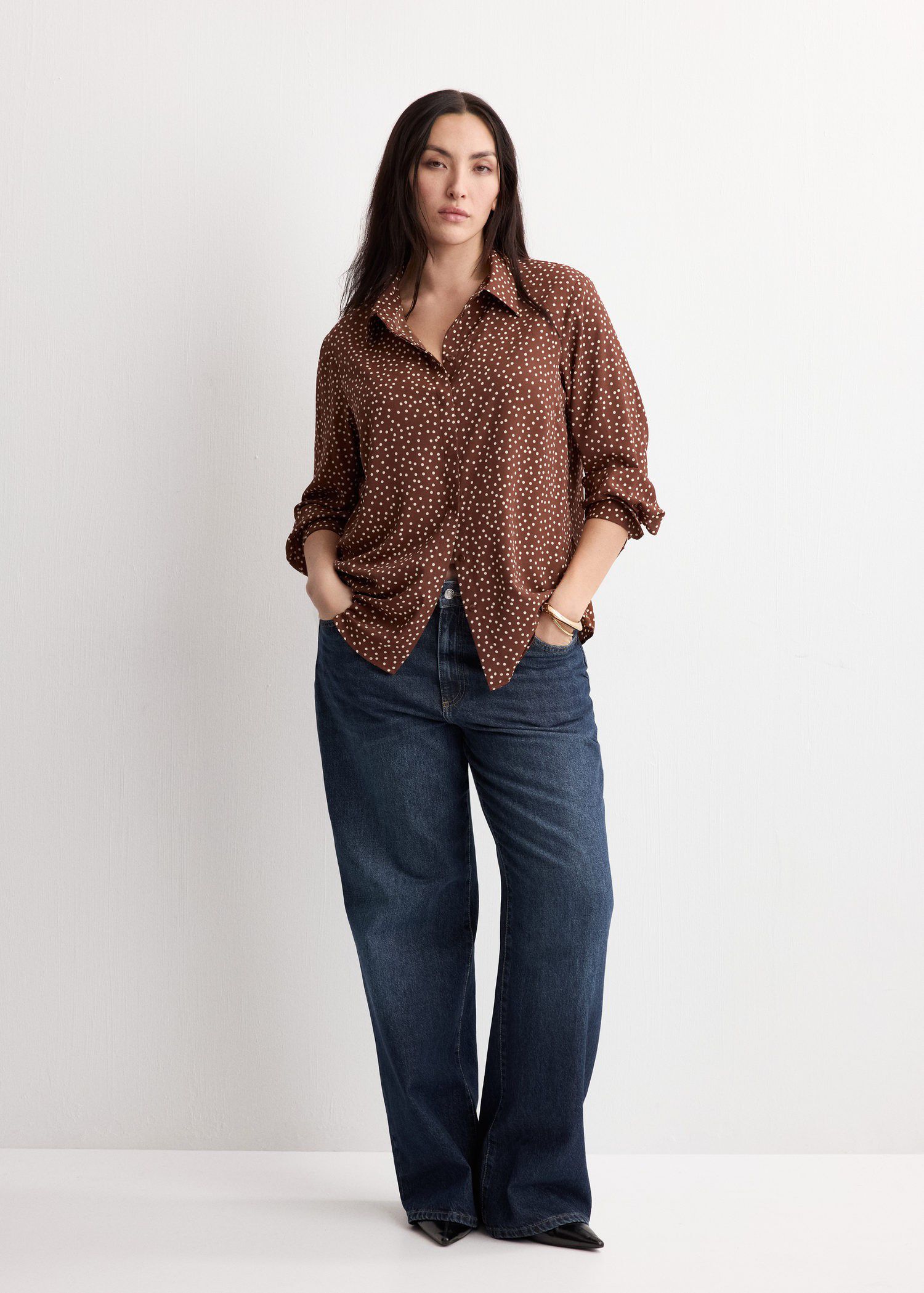 Straight-cut animal-print blouse