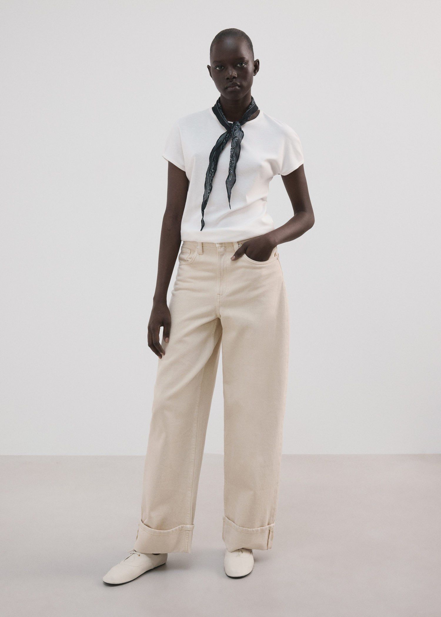 Short-sleeved cotton-blend t-shirt