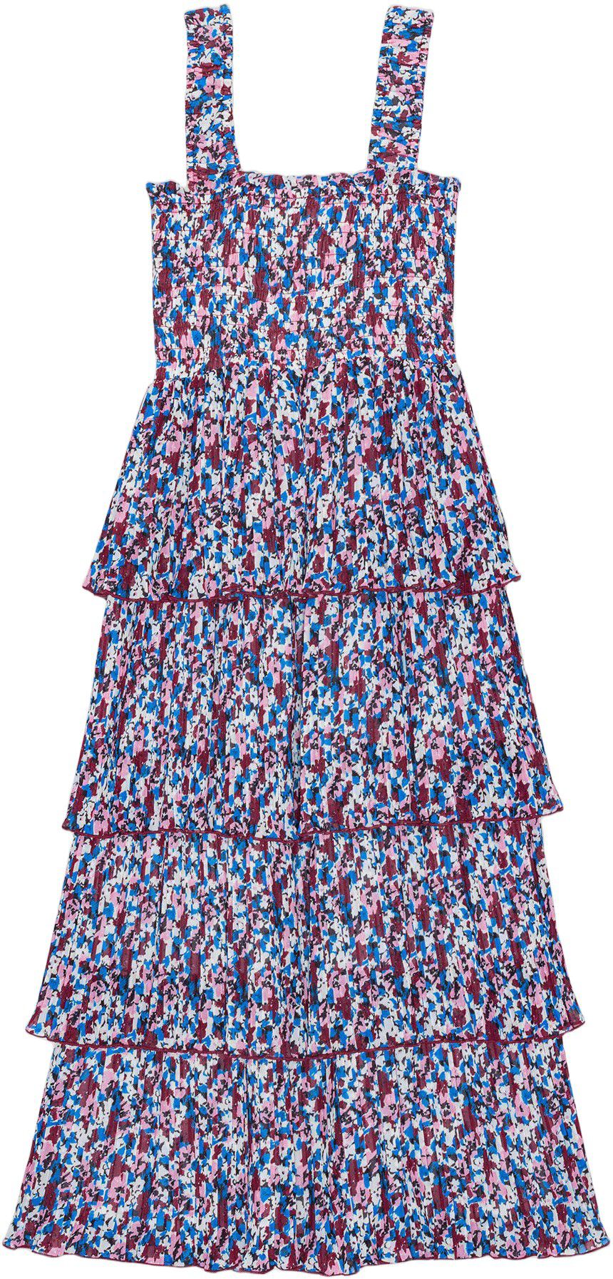 Pleated Georgette Flounce Smock Mid