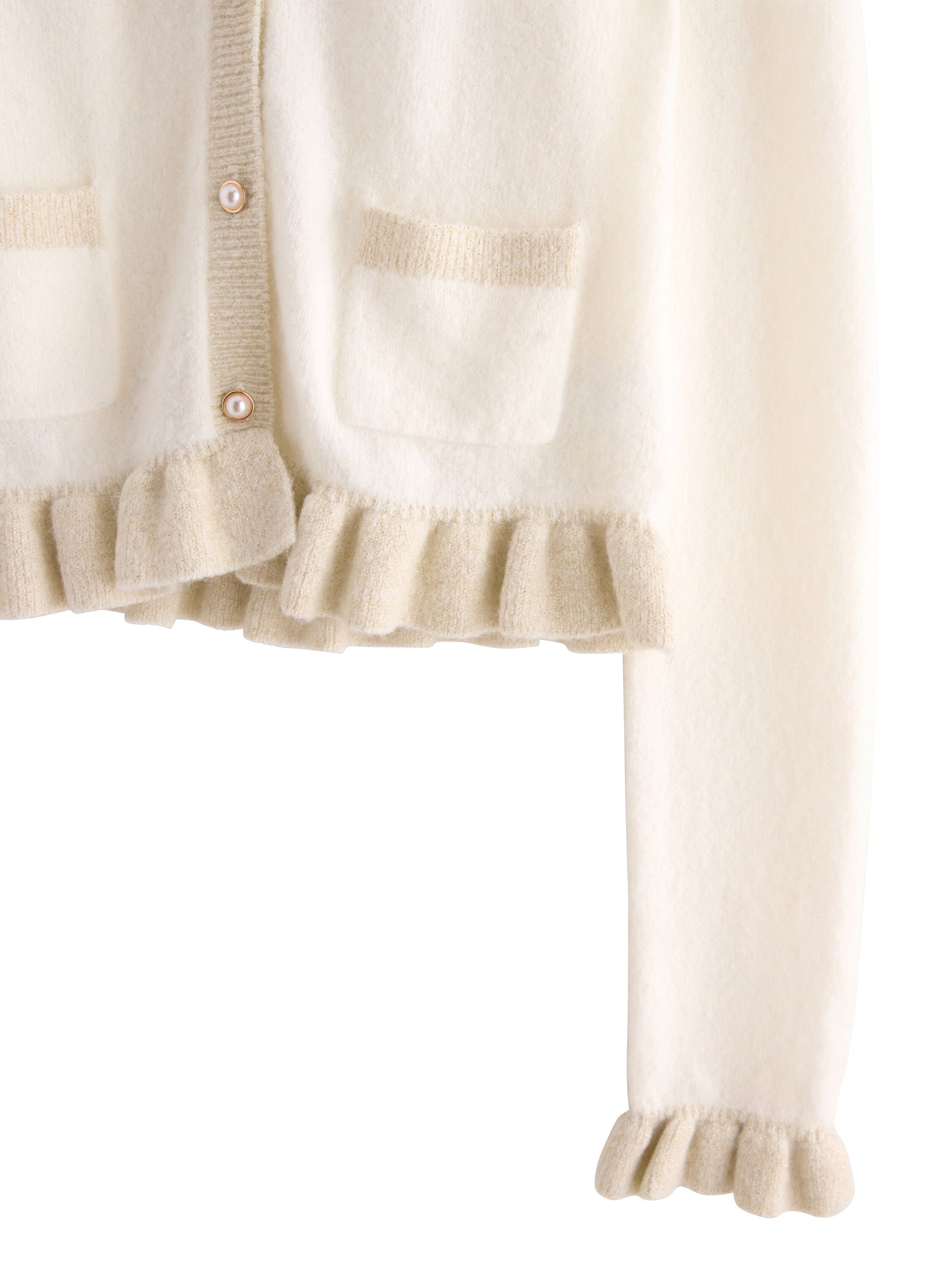 Soft knitted cardigan with frilled