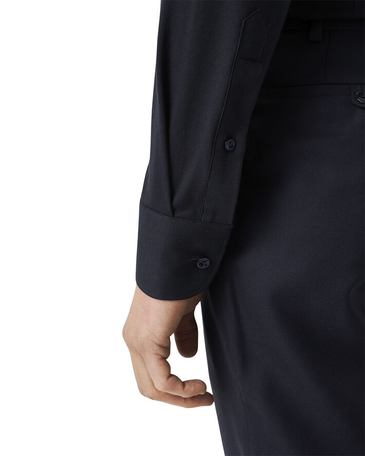 Contemporary Fit Navy Blue Solid Four-Flex Stretch Shirt