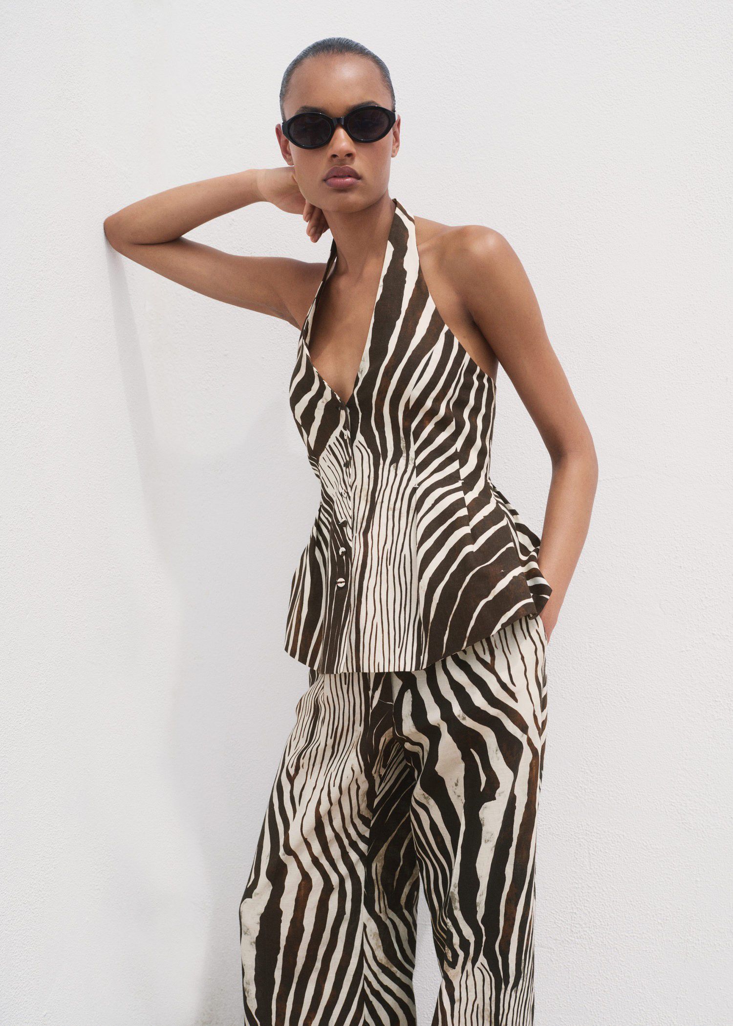 Zebra print linen pants