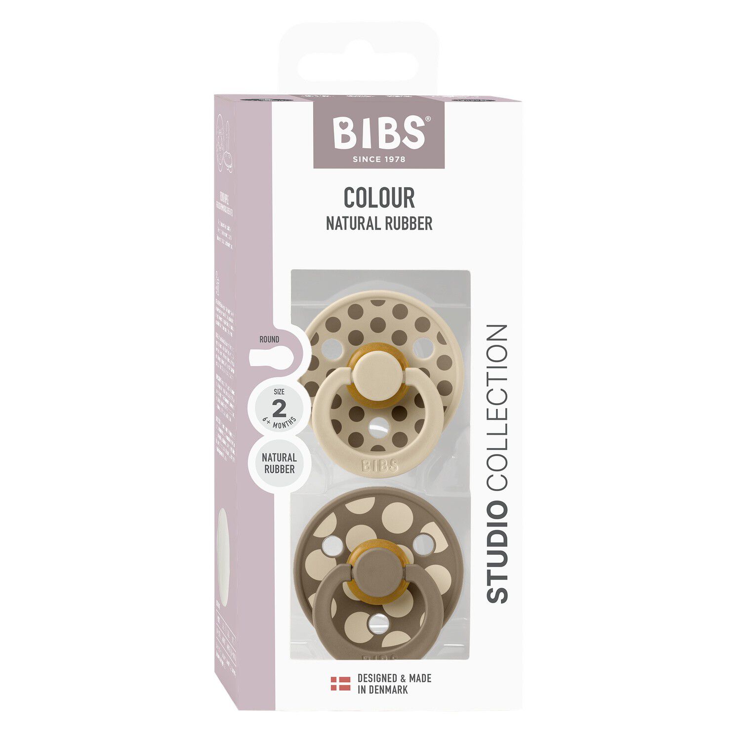 BIBS Pacifier Studio Colour 2 PACK Polka Mix Latex Size 2 Va