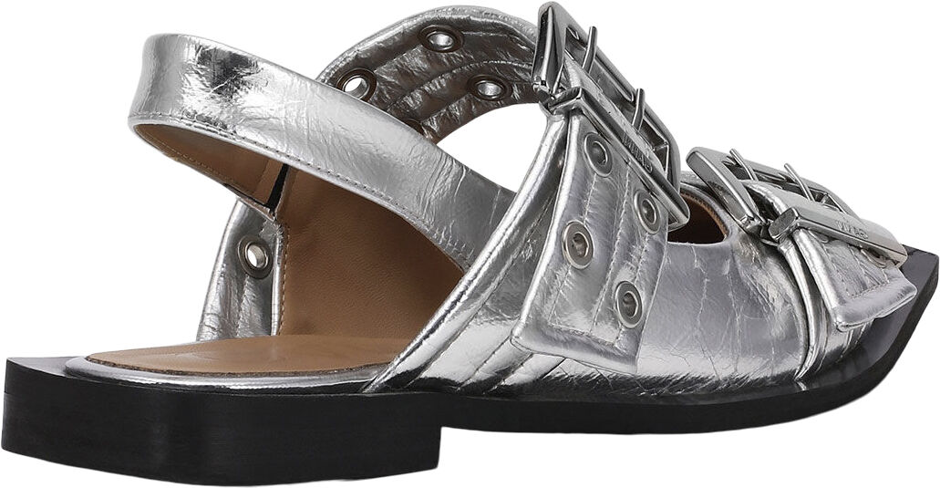 Feminine Buckle Ballerina Metallic