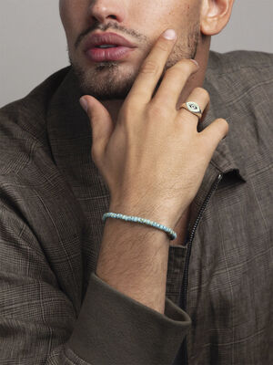 Men's Miyuki Beaded Bracelet with Turquoise and Silver