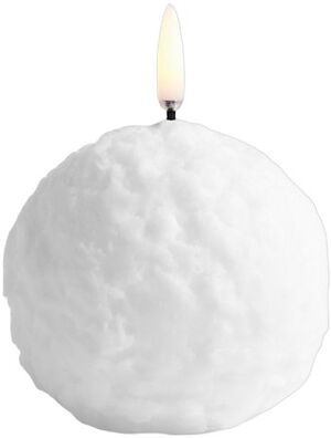 LED candle, Snowball, Nordic white, Textured, 8x8 cm