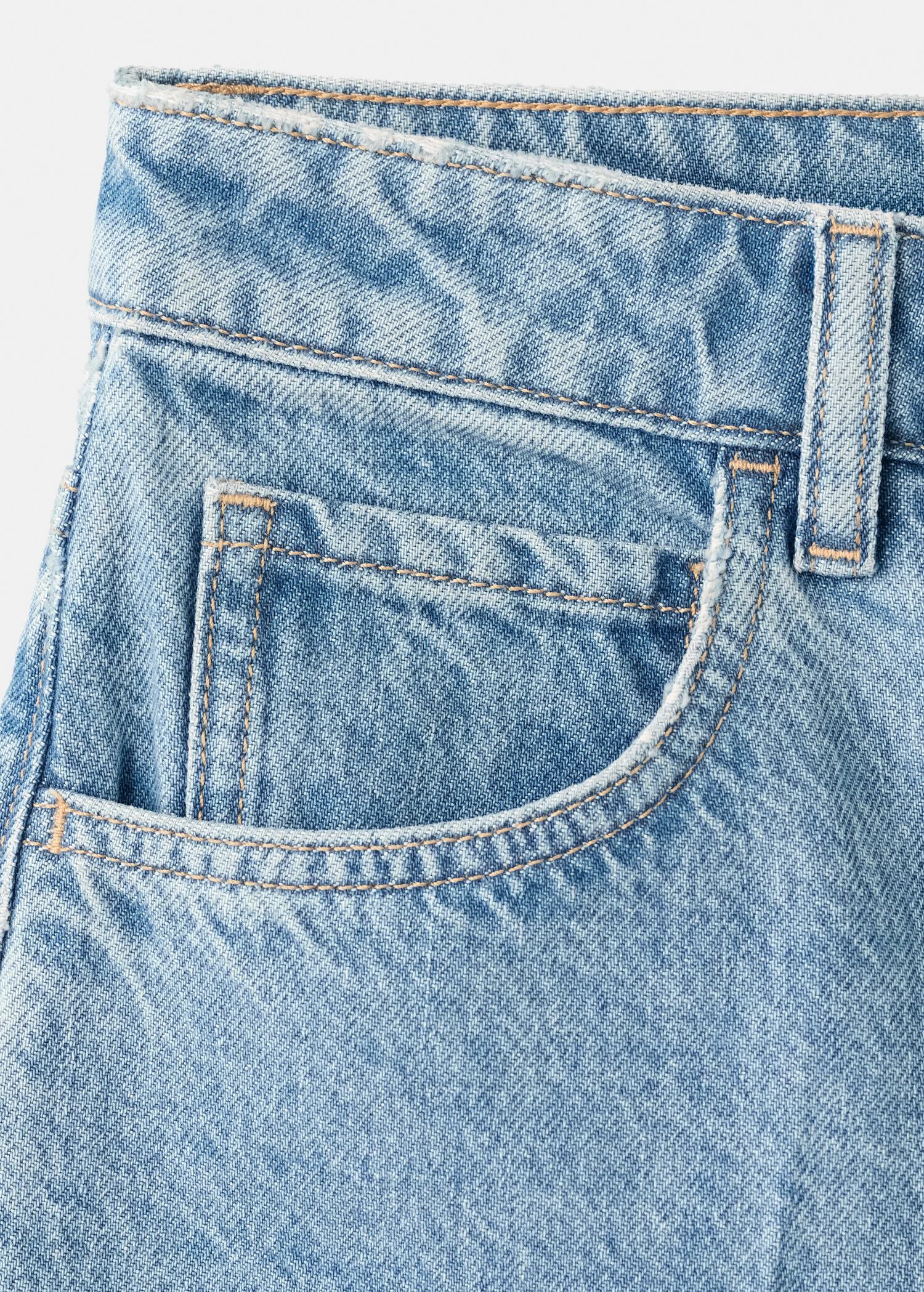 High-waist straight-fit denim short
