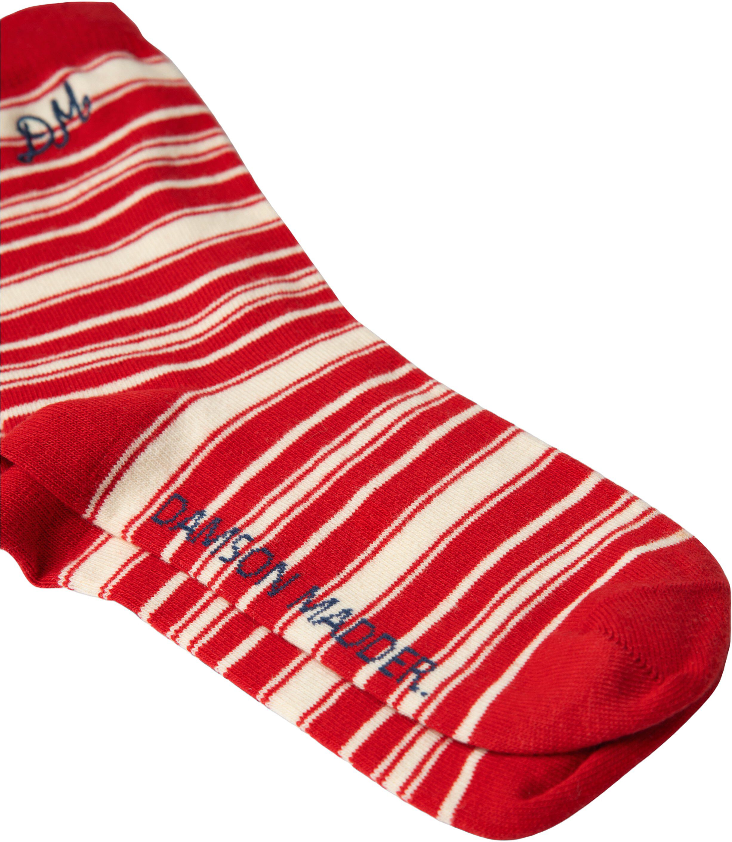 CALF LENGTH SOCKS - CREAM & RED STRIPE