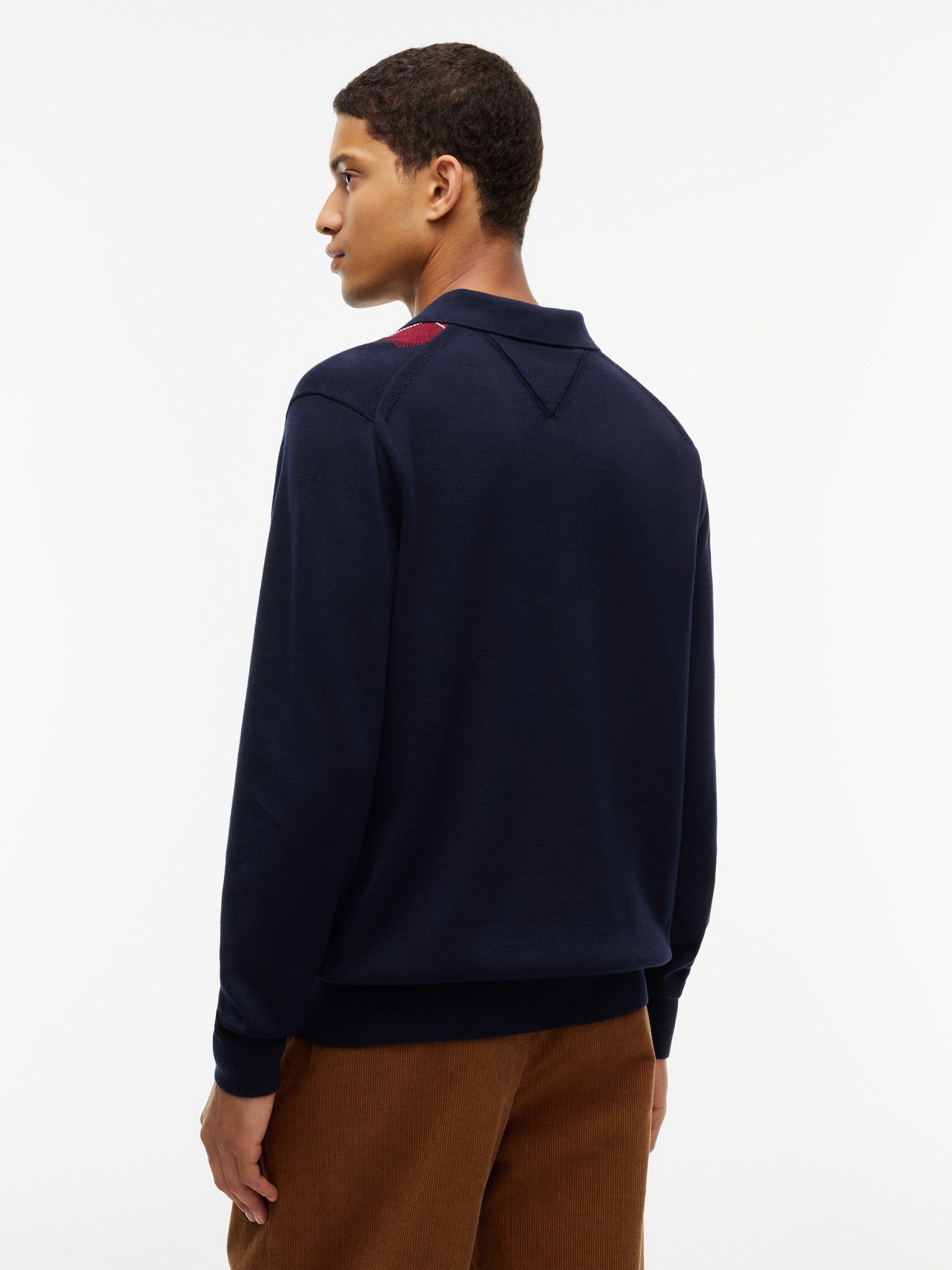 Flag Embroidery Argyle Polo Jumper