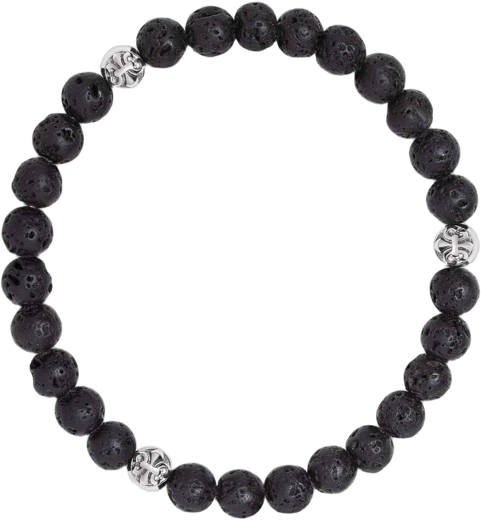 6mm Lava Stone Bracelet with Silver Balls