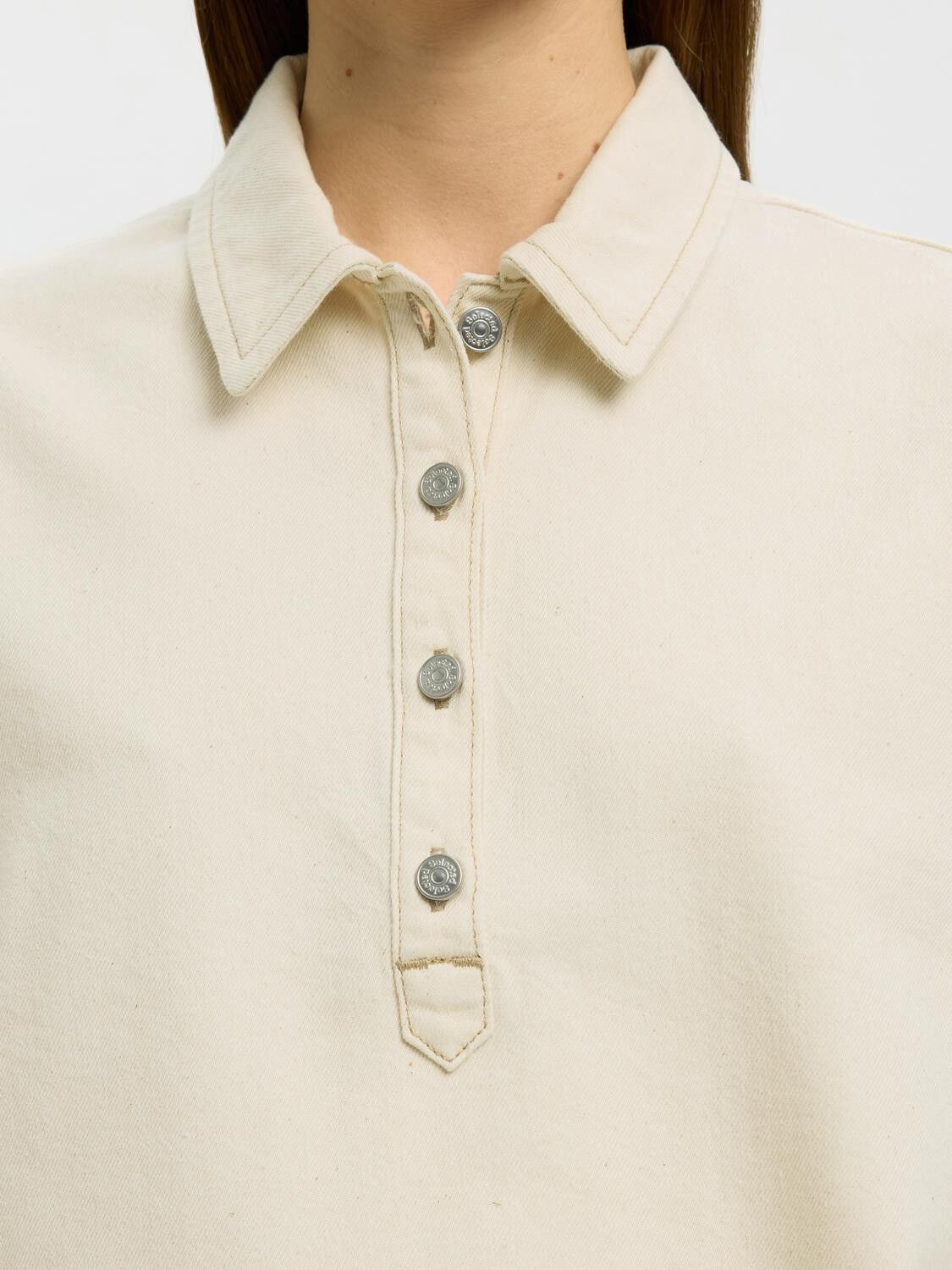 SLFLIVA-TENNA 2/4 BOXI POLO DENIM S