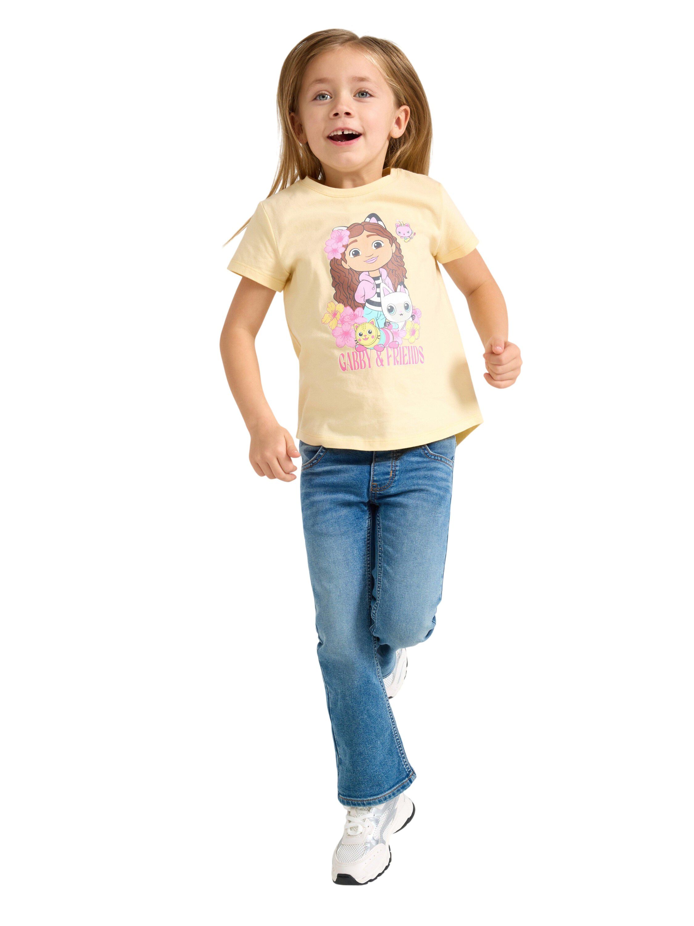 Kort&aelig;rmet top i bl&oslash;d bomuld med pri