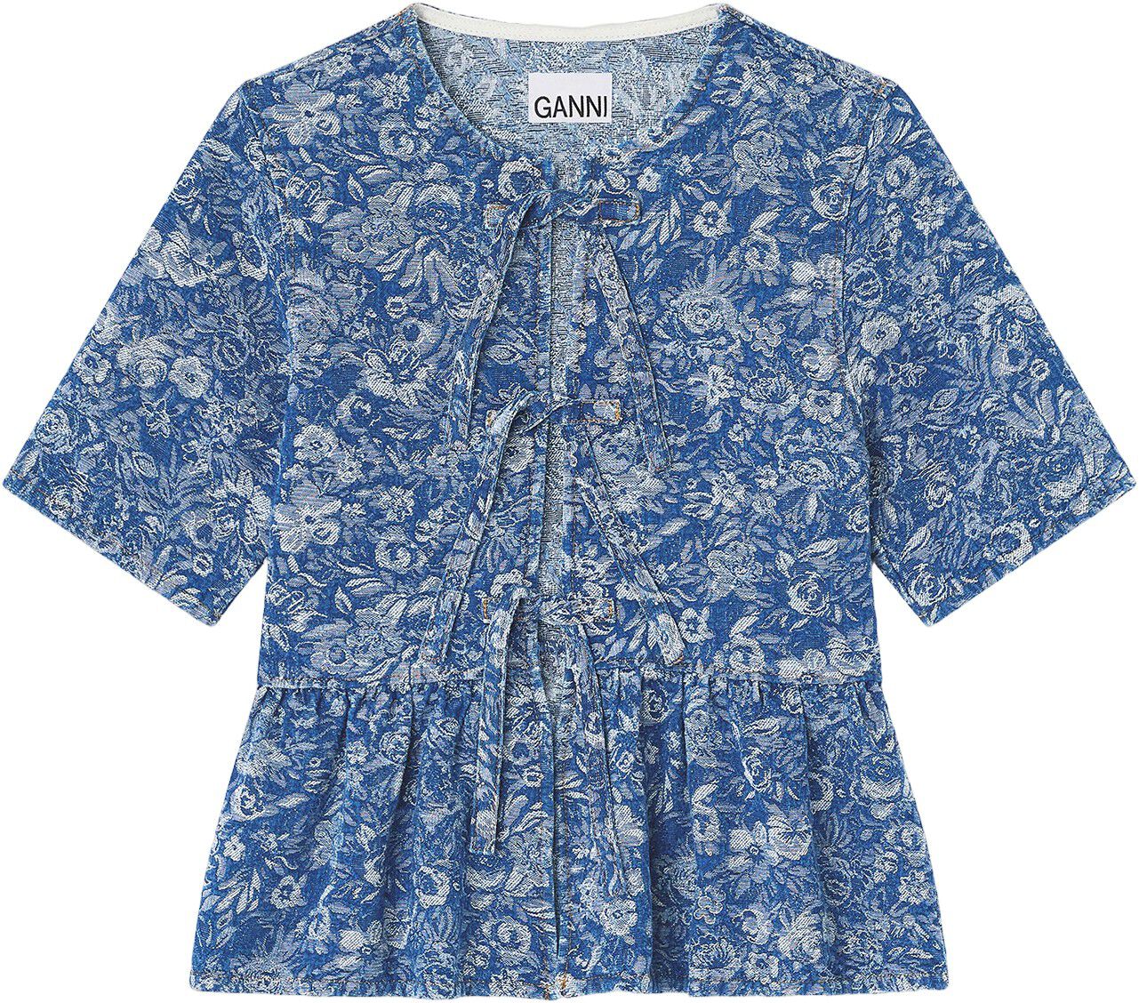 Tapestry Denim Peplum Blouse