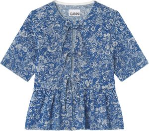 Tapestry Denim Peplum Blouse